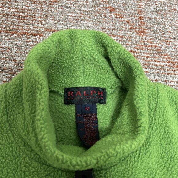 RALPH LAUREN Vintage Women's Vest Green Fleece Front Pocket Size Medium - Picture 2 of 8